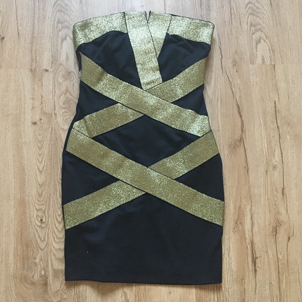 Akira Chicago strapless black bodycon dress